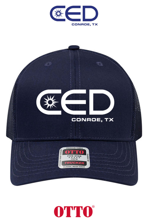 **BULK BUY SPECIAL** OTTO CAP® 6 Panel Mid Profile Mesh Back Trucker Hat - CED CONROE, TX